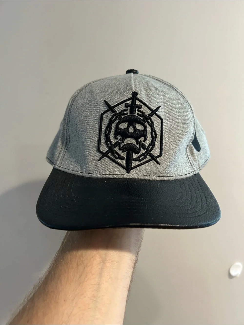 Destiny Video Game Hat Cap Bungie Logo Skull Sword Gray Black Snapback Adult